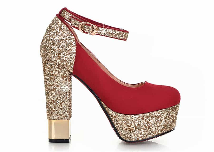 Cuteworld.ca Shoe red Glitter platform heel shoe