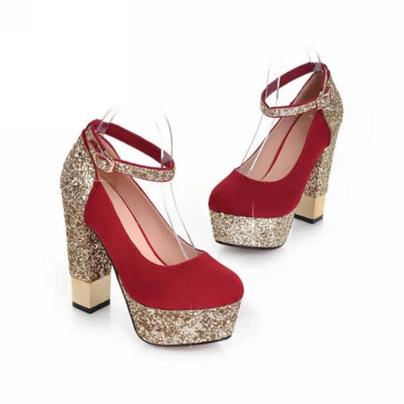 Cuteworld.ca Shoe Red Glitter platform heel shoe