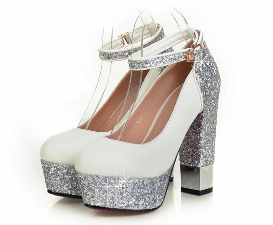 Cuteworld.ca Shoe White Glitter platform heel shoe