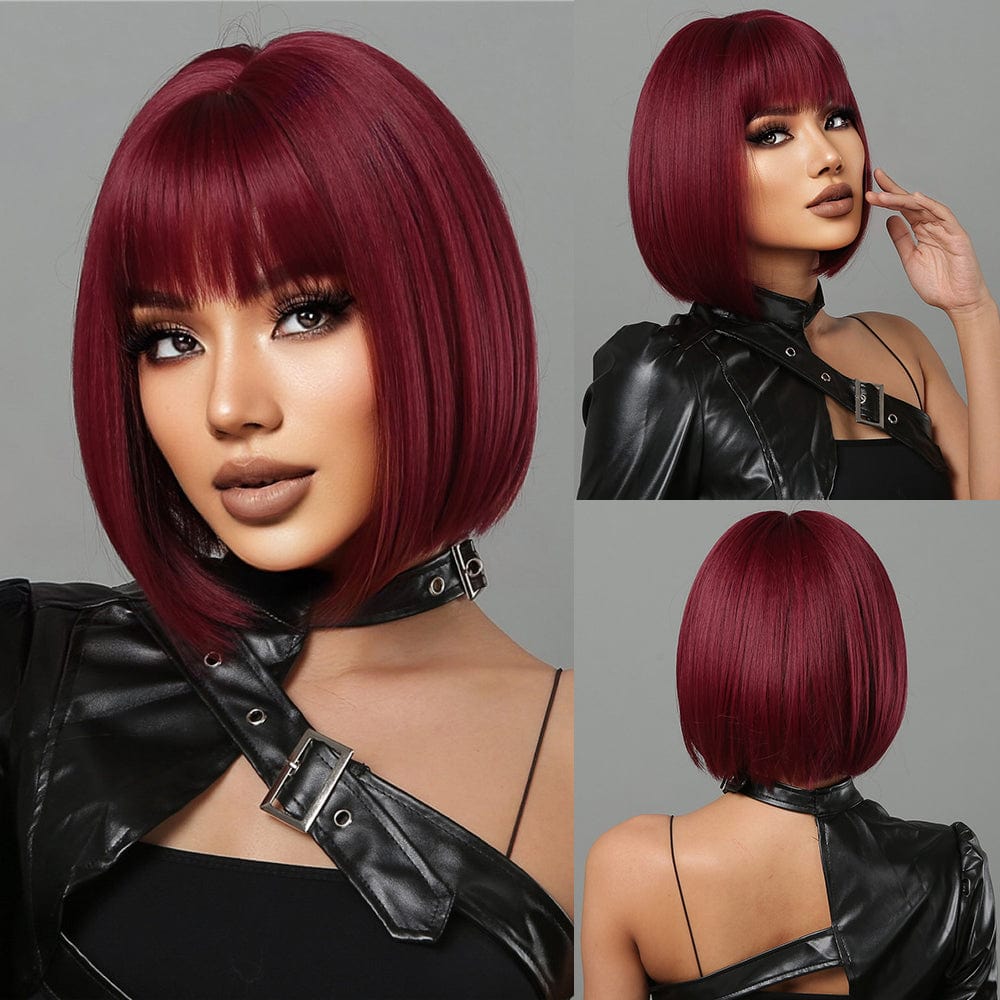 cuteworld Wig Short wine red bob wig