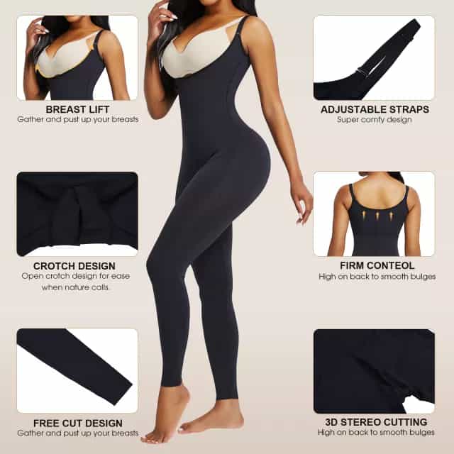 Fashion (LQP335-Black(Long))Shapewear Anti Cellulite Compression