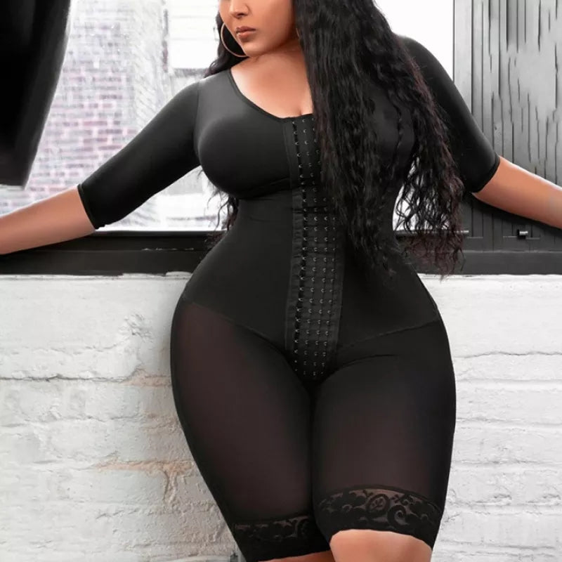 Knee-Length Body Shaper with Firm Compression - HauteFlair