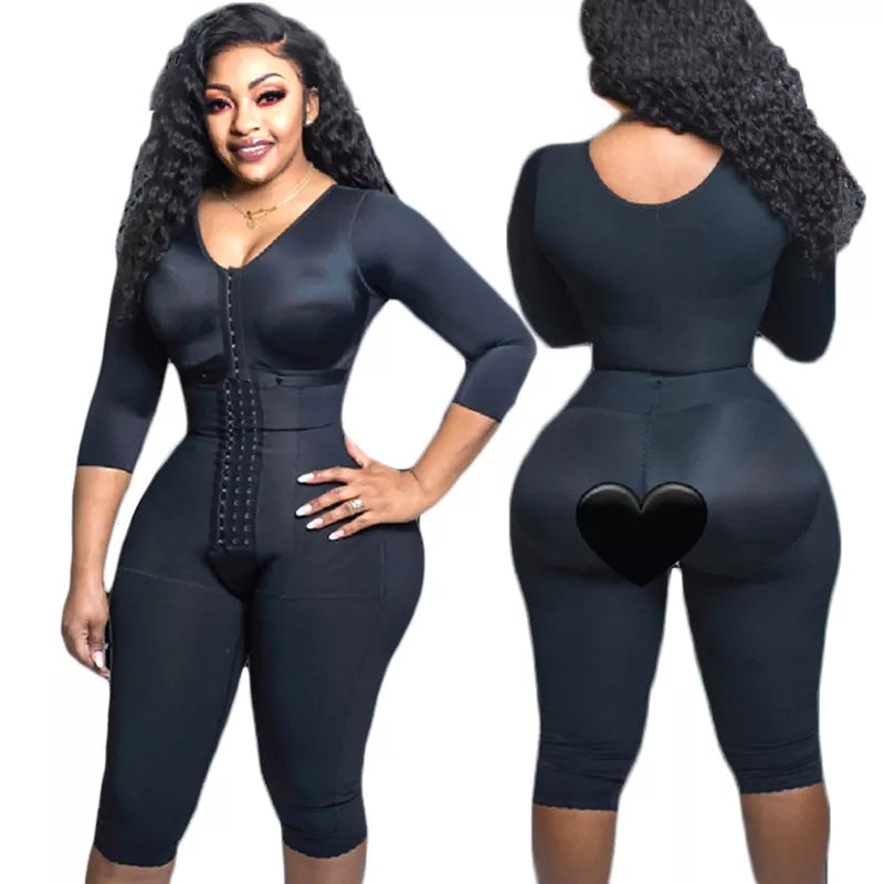 Full body shaper with arm compression knee length